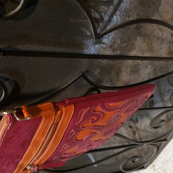 NWOT'S JL Saldivar pink and orange leather crossbody - Picture 5 of 10